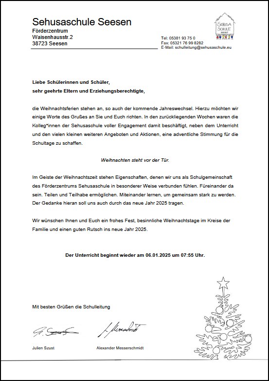 Weihnachtsbrief SL 24